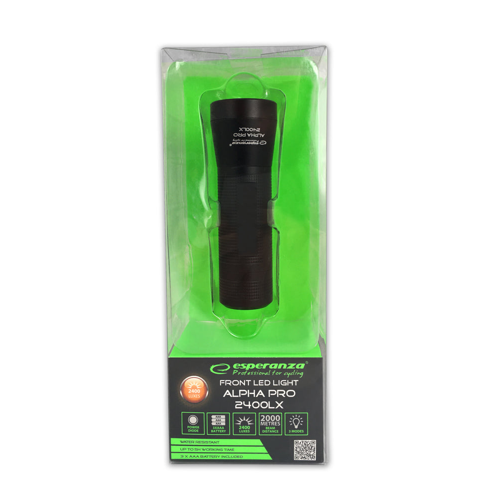 ESPERANZA PROFESJONALNA LAMPKA ROWEROWA LED NA PRZÓD 2w1 ALPHA PRO 2400 LX