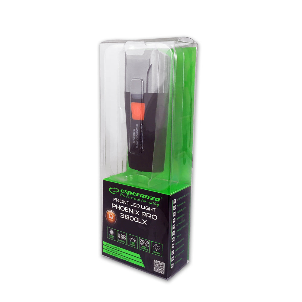 ESPERANZA PROFESJONALNA LAMPKA ROWEROWA LED NA PRZÓD PHOENIX PRO 3800 LX
