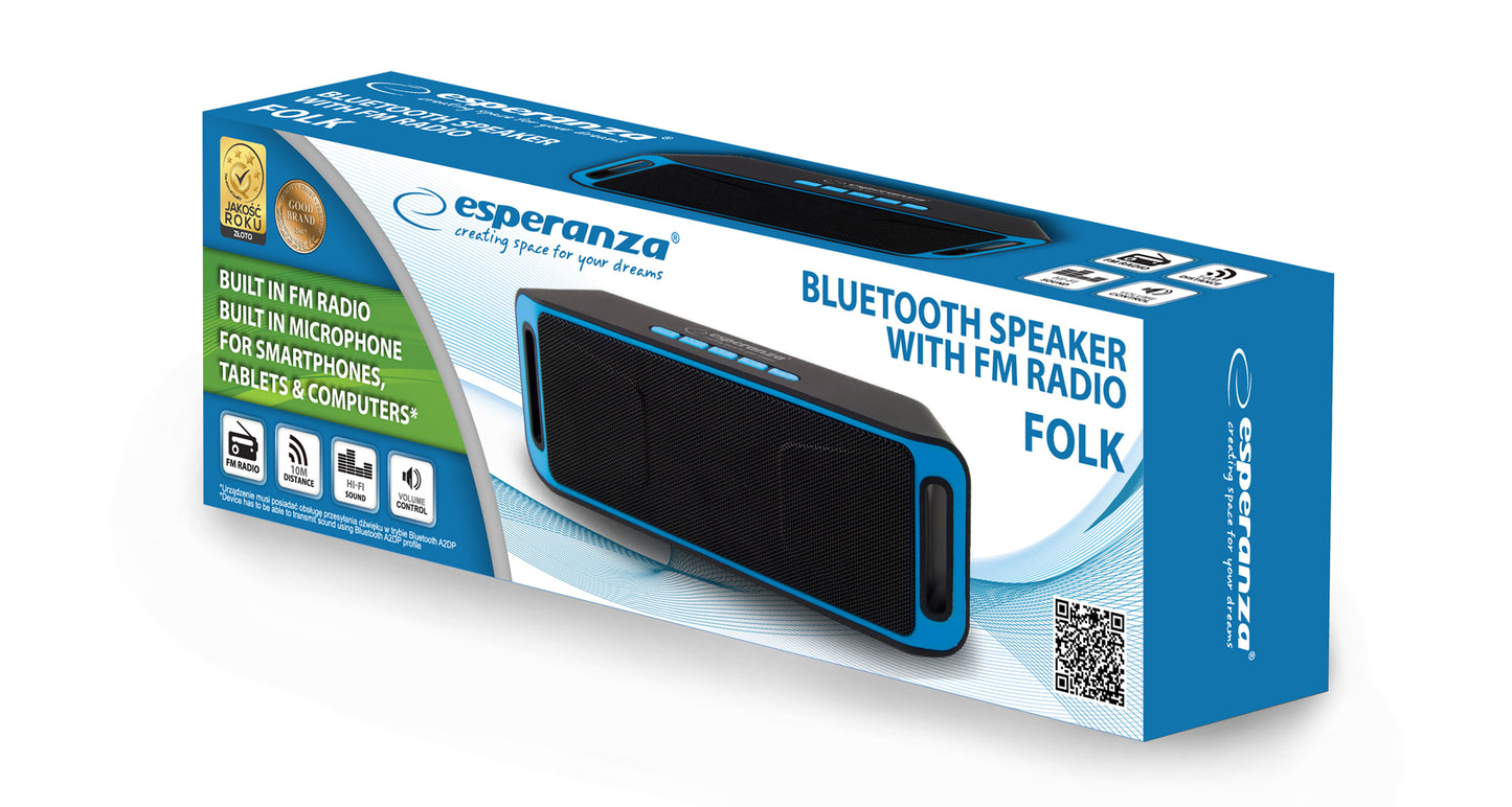 ESPERANZA GŁOŚNIK BT FM FOLK CZARNO-NIEBIESKI