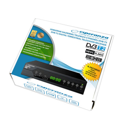 ESPERANZA TUNER/DEKODER CYFROWY DVB-T2 H.265/HEVC EV107R