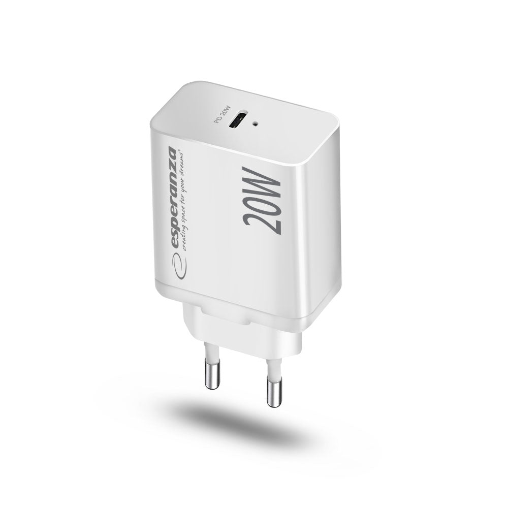 ESPERANZA ŁADOWARKA SIECIOWA 20W USB-C PD BIAŁA
