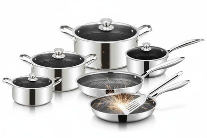 Cheffinger DIAMOND - 10 PCS STAINLESS STEEL COOKWARE SET / Zestaw
