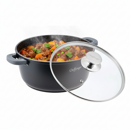 Cheffinger — Casserole (garnek) z pokrywą, powłoka nieprzywierająca — 20/24/28cm