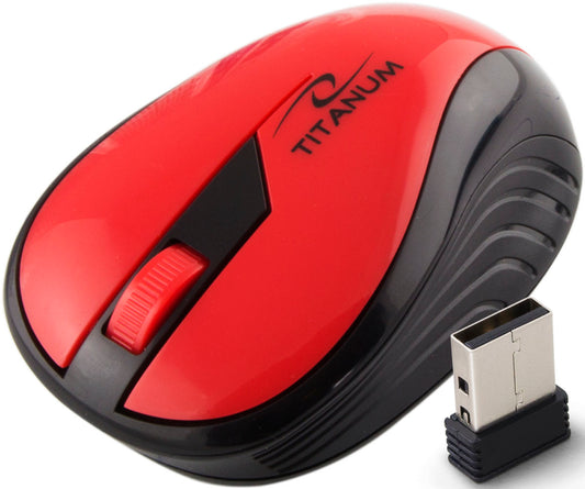 TITANUM MYSZ BEZPRZ. 2.4GHZ 3D OPT. USB RAINBOW CZERWONA