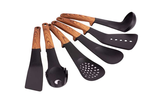 Cheffinger – zestaw 6 przyborów z obrotowym stojakiem (wood optic) CF-UT02