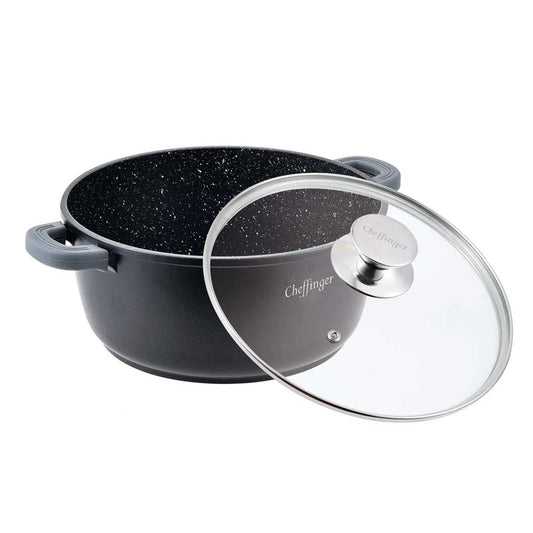Cheffinger — Casserole (garnek) z pokrywą, powłoka nieprzywierająca — 20/24/28cm
