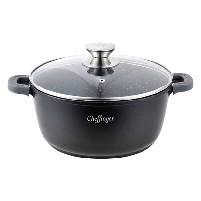 Cheffinger — Casserole (garnek) z pokrywą, powłoka nieprzywierająca — 20/24/28cm