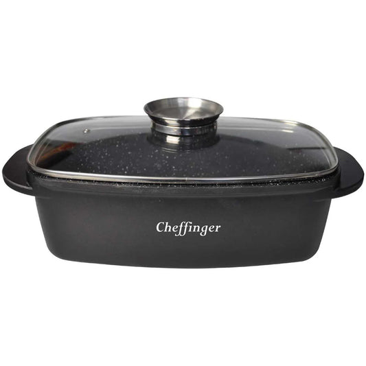 Cheffinger — Brytfanna z pokrywą 32cm, czarna — powłoka nieprzywierająca