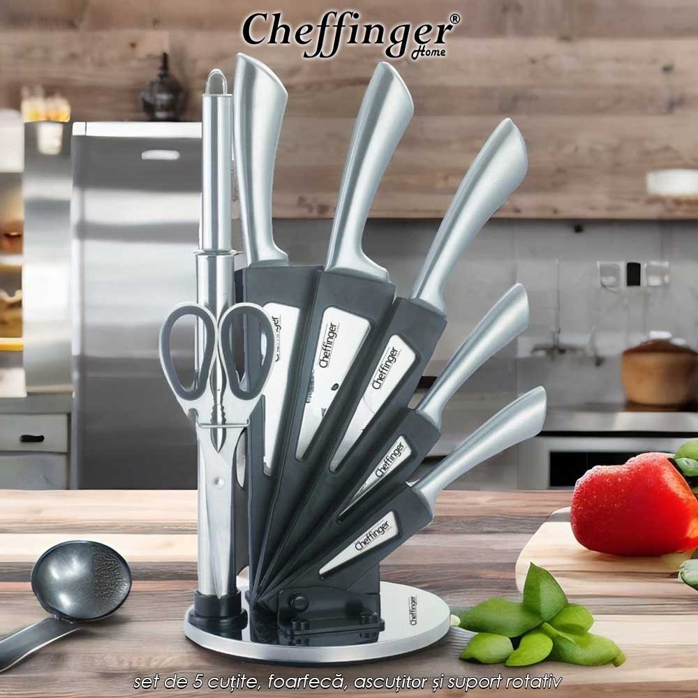 Cheffinger – 8-częściowy zestaw noży w stojaku akrylowym (podstawa 360°) CF-KS01