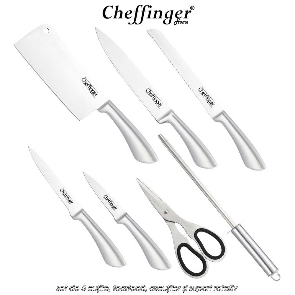 Cheffinger – 8-częściowy zestaw noży w stojaku akrylowym (podstawa 360°) CF-KS01