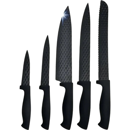 Cheffinger – 6-częściowy zestaw noży (diamentowy design, Black) ze stojakiem
