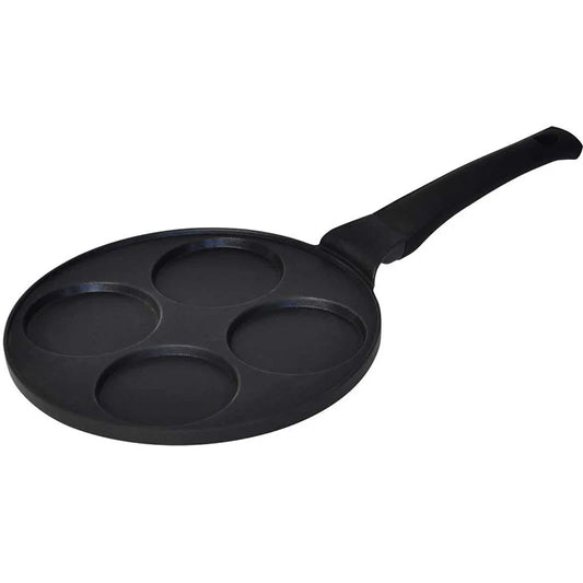 Cheffinger Patelnia do naleśników aluminiowa 26 cm, 4 gniazda, non-stick, indukcja, czarna, bez PFOA
