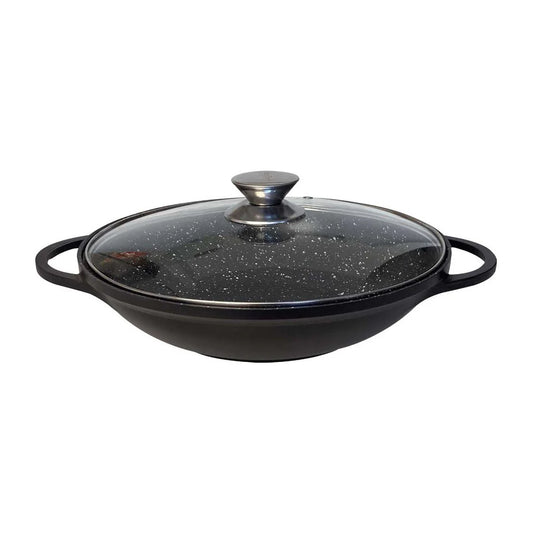 Cheffinger — Wok z pokrywą 40cm, czarny — powłoka nieprzywierająca, indukcja
