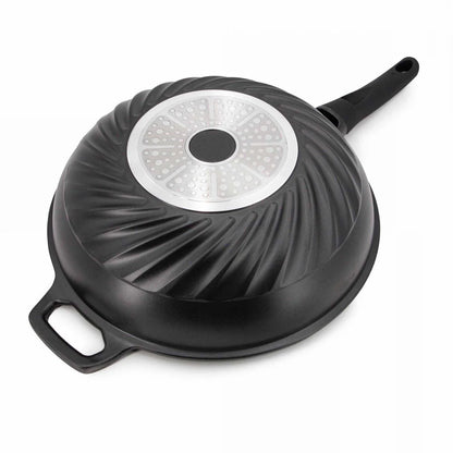 Cheffinger — Wok XL z pokrywą 32&nbsp;cm, odlew aluminium, marmurowa powłoka