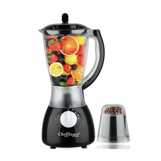 Cheffinger Blender kielichowy 1 5 l 1000 W z młynkiem ostrza stal nierdzewna wiele prędkości puls zdejmowane części stabilna podstawa