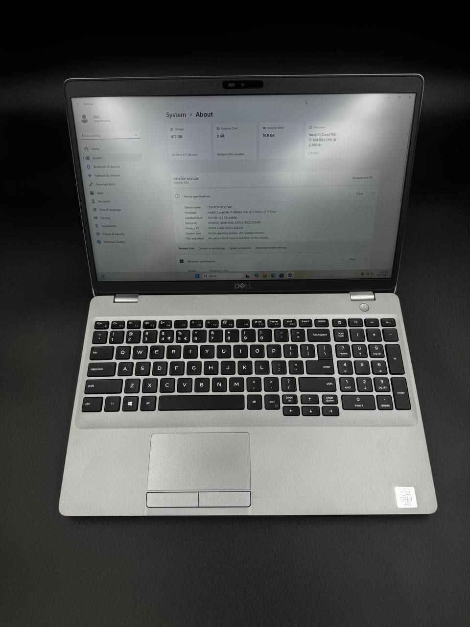 Laptop Dell Latitude 5511 / 15,6" FHD / i7-10850H / 16GB / 500GB SSD / GeForce MX250 / Windows 11